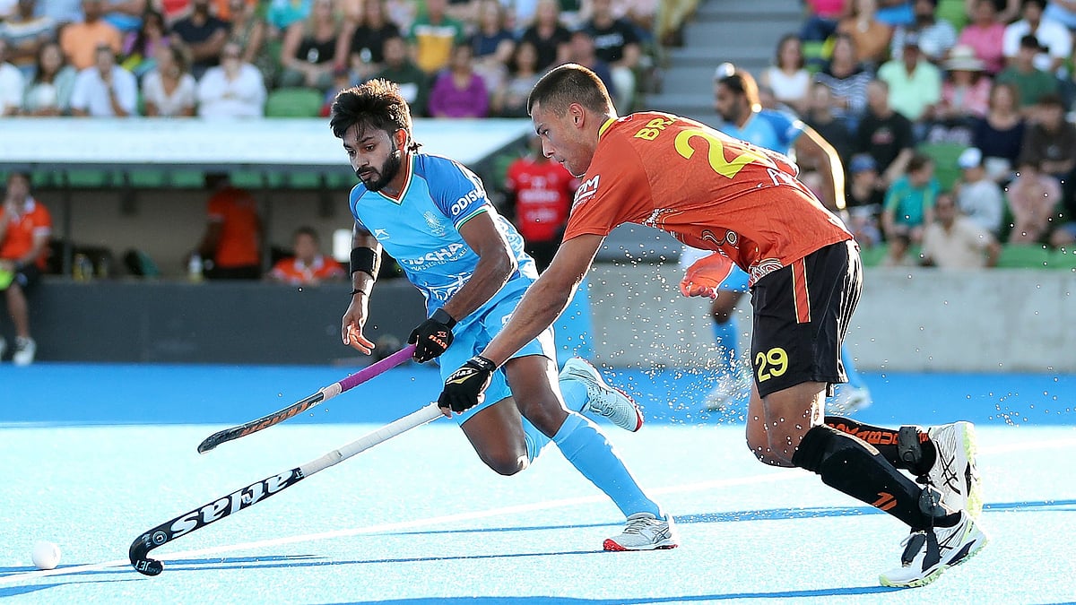 Hockey India : Hockey Test between India and Australia in Perth on April 13, 2024.